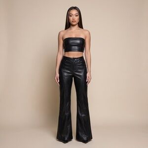 Khy Black Faux Leather Flared Pants